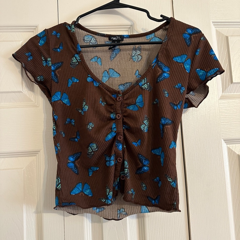 Brown butterfly top